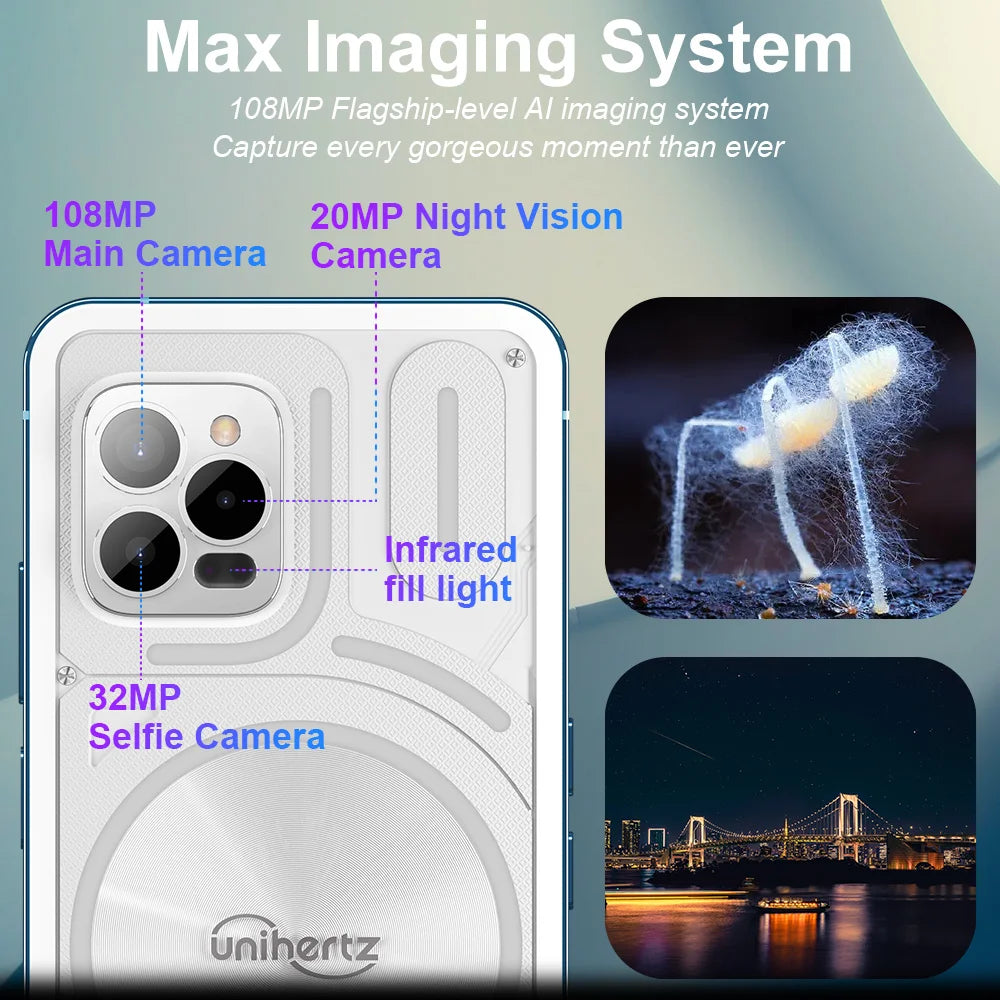 Unihertz Luna Smartphone Rhythm Ambient Light 8GB 256GB 108MP G99 Mobile Phone Night Vision Cellphones