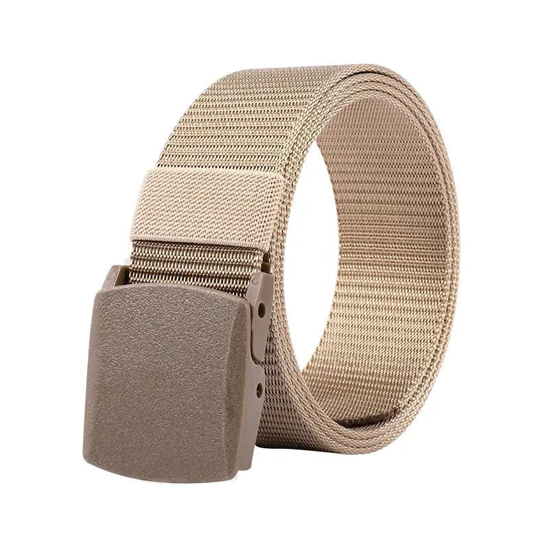 Men Belts Fashion Unisex Jeans Belts Adjustable Belt Men Outdoor Travel Tactical Waist Belt with Plastic Buckle for Pants 120cm
