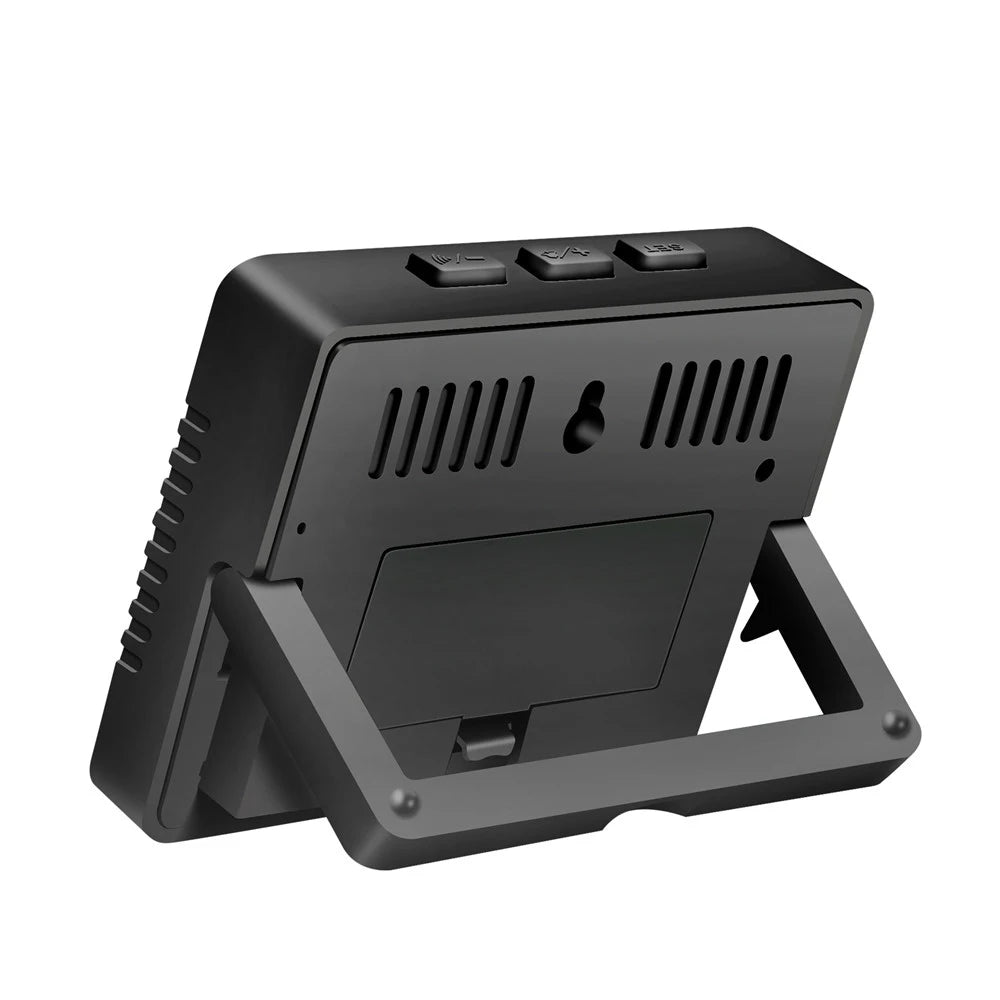 Multifunction Thermometer Hygrometer Automatic Electronic Temperature Humidity Monitor Clock Calendar  Week Large LCD Screen