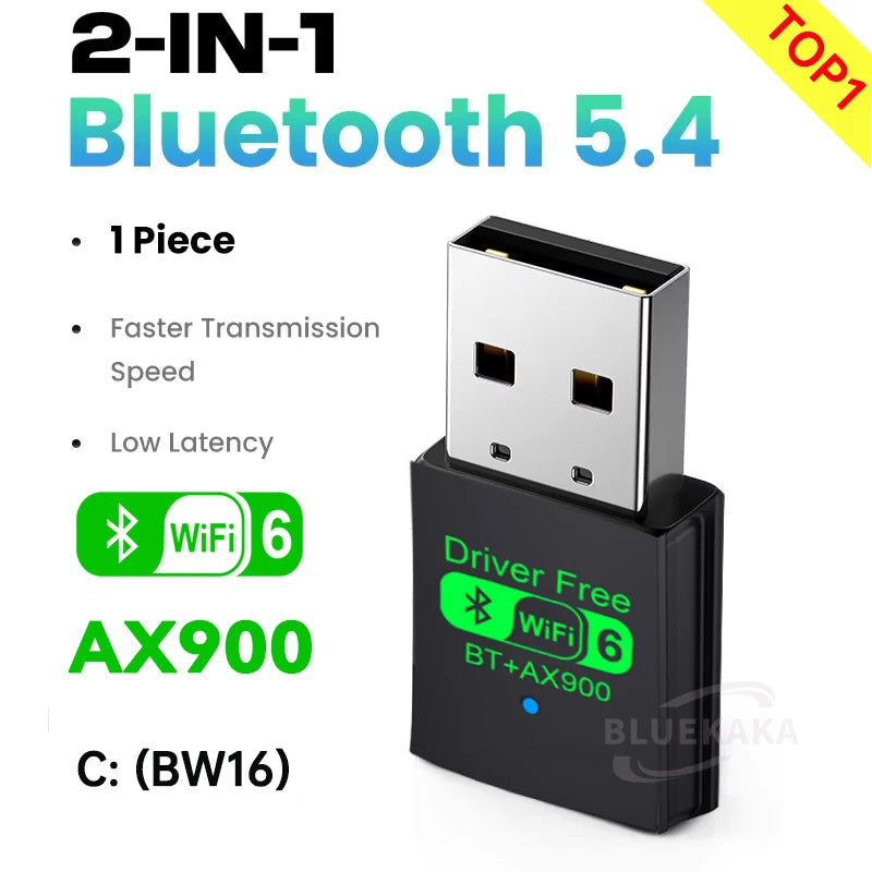 New 900Mbps USB Bluetooth 5.4 Adapter Wireless Dongle Audio Receiver Transmitter Driver Free WiFi6 For PC/Laptop Keyboard/Mouse