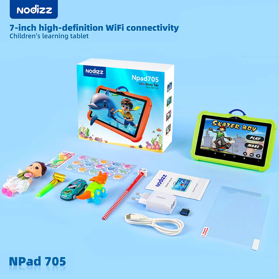 7 inch Kids Tablet PC Android 14.0 Children Learning Tablets 4GB+128GB 5G WiFi Parental Control Dual Camera Best Christmas Gifts