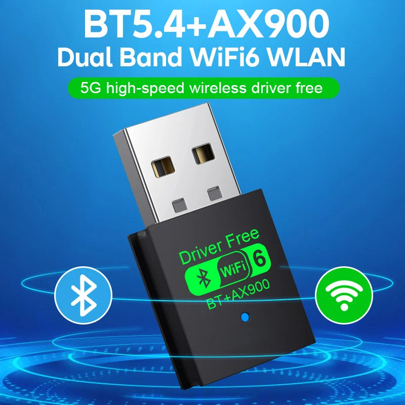 New 900Mbps USB Bluetooth 5.4 Adapter Wireless Dongle Audio Receiver Transmitter Driver Free WiFi6 For PC/Laptop Keyboard/Mouse