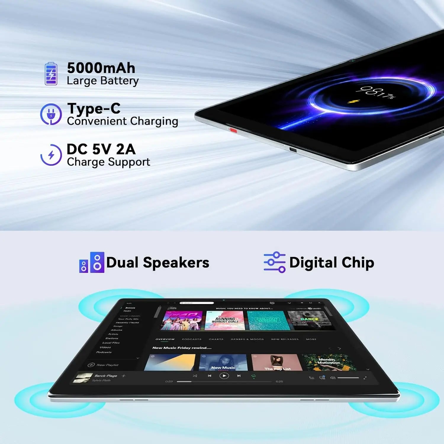 URAO MB1001 Android 13 Tablet 10 Inch 6GB RAM + 64GB ROM 128GB Expandable 5000mAh IPS Display 5G WiFi Dual Camera Tablet PC Gift