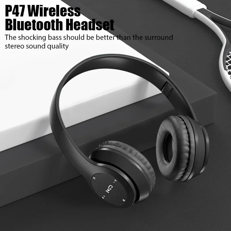 P47 Foldable Wireless Bluetooth 50 HIFI Stereo Bass Headphones for Music Gaming Kids Girls Smartphone Audio Earphones Device