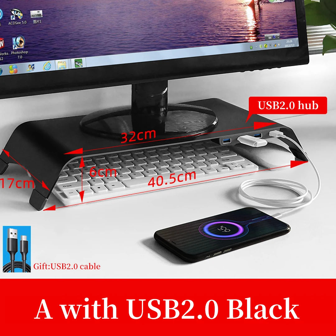 Universal Monitor Stand Holder Aluminum Alloy Laptop TV PC Monitor Stand Bracket Organizer Home Office Desktop Monitor Riser