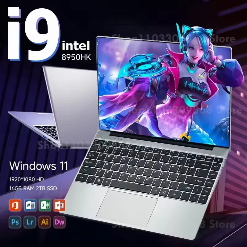 New Arrival Windows 11 i9 Laptop Intel Core i9 8950HK Gaming Laptops 16GB DDR4 1TB SSD Notebook PC Gamer Computer Notebook PC