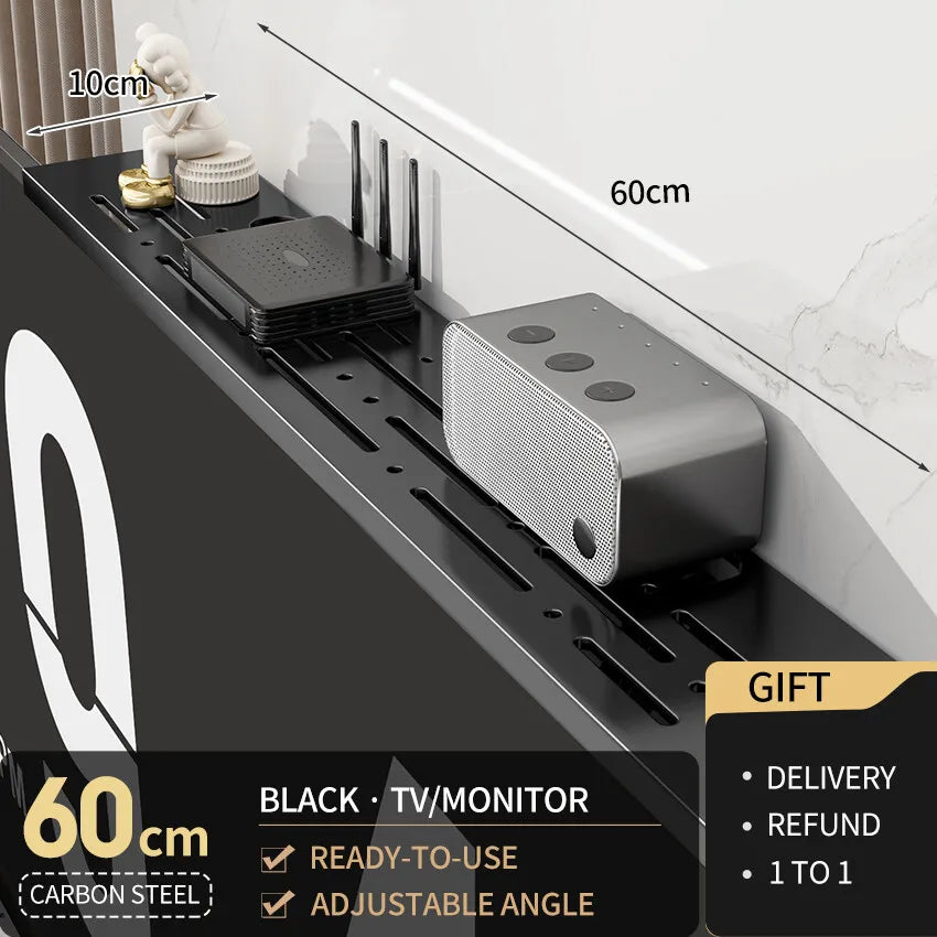 Adjustable Computer Monitor Rack TV Set-Top Box Holder Shelf Monitor Screen Bracket Router Remote ControlStorage Organizer Shelf