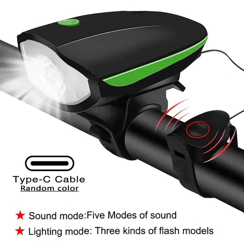 Bicycle LED Head Light with Horn Speaker 3 Modes Bicycle Front Light with remote control Rechargeable MTB Cycling Bike Bell Lamp