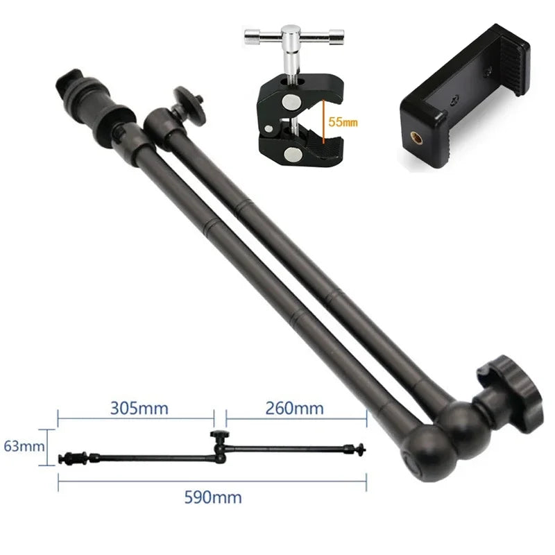 7/11/20 Inch Metal Articulating Magic Arm Super Clamp Holder Stand for DSLR Camera Monitor Phone Studio Photography Accessories