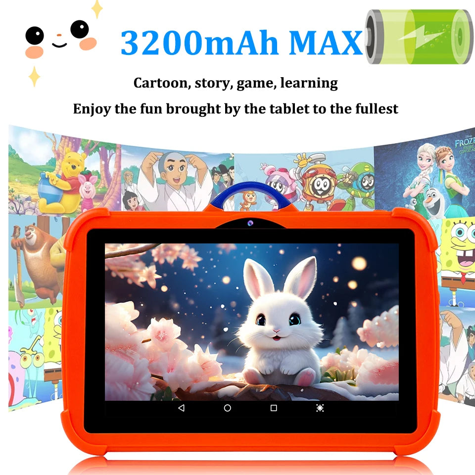7 inch Kids Tablet PC Android 14.0 Children Learning Tablets 4GB+128GB 5G WiFi Parental Control Dual Camera Best Christmas Gifts