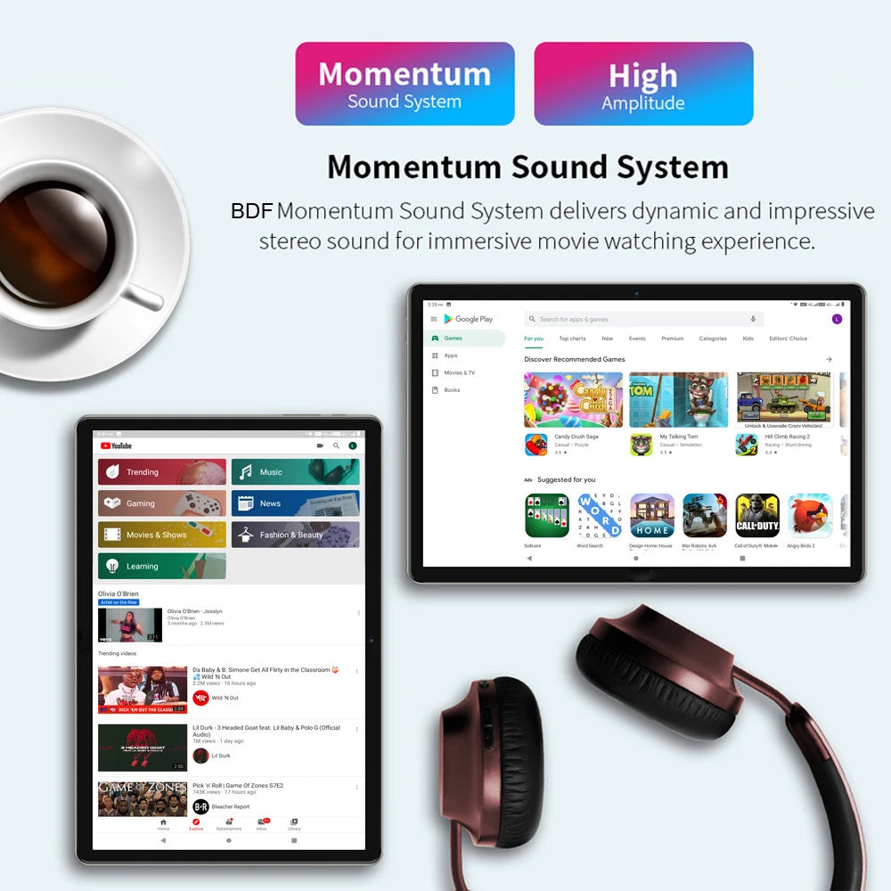 2024 Global Version 5G WiFi Tablets 10.1 Inch 4G LTE Phone Call Dual SIM Dual WiFi Octa Core 8GB RAM 128GB ROM Education Tablet