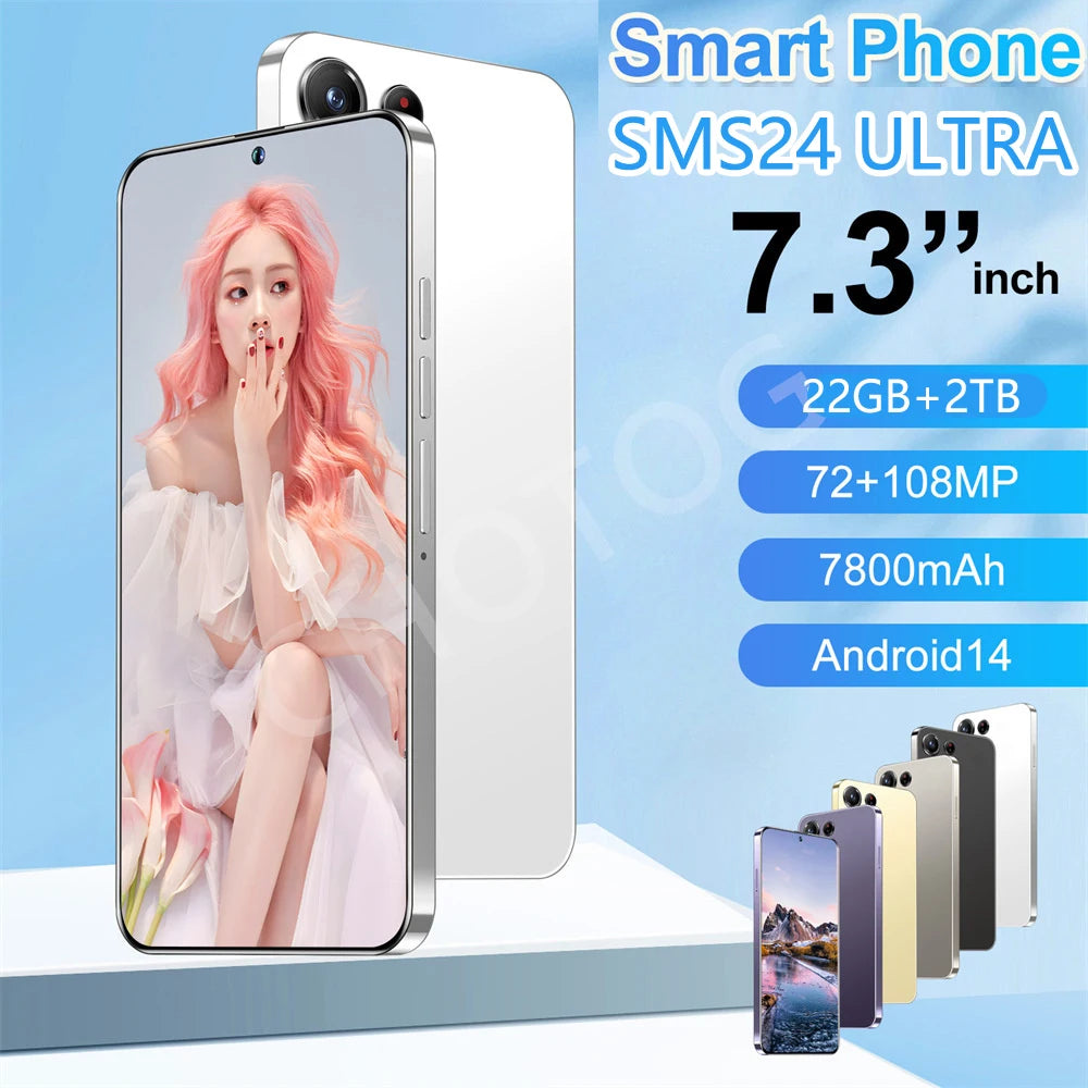 Screen Protector For SMS24 Ultra Mobile Phones 7800mAh Cell Phone Tempered Glass Film For Android Smartphone 22GB+2TB Cellphone