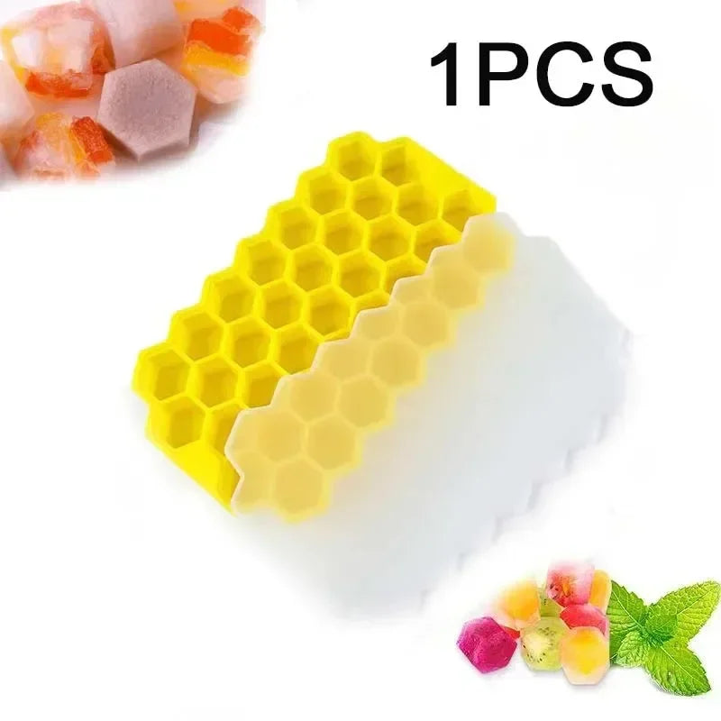 Food Grade Silicone Honeycomb with Lids - Easily Removable Mould for Ice Cream, Cold Drinks, Whiskey Cocktails - BPA-Free