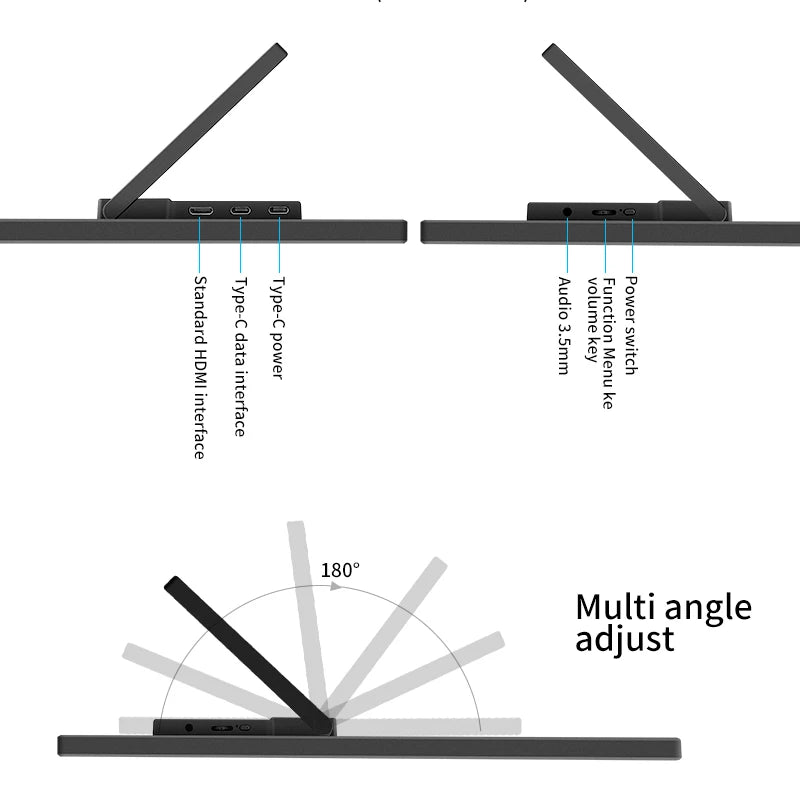 HGFRTEE 18.5inch 100Hz Portable Monitor With VESA Hole Stand PC Gaming Extended Display ADS-IPS Large screen Support Type-C HDMI
