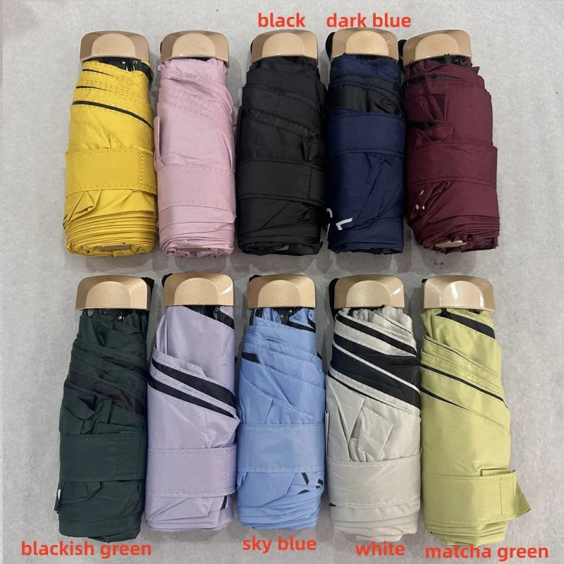 1Pc 55% Off Mini Sun Umbrella Pocket Rain Umbrella Vinyl Folding UV Ultraviolet Protection Sun Shade Pocket Parasol Capsule