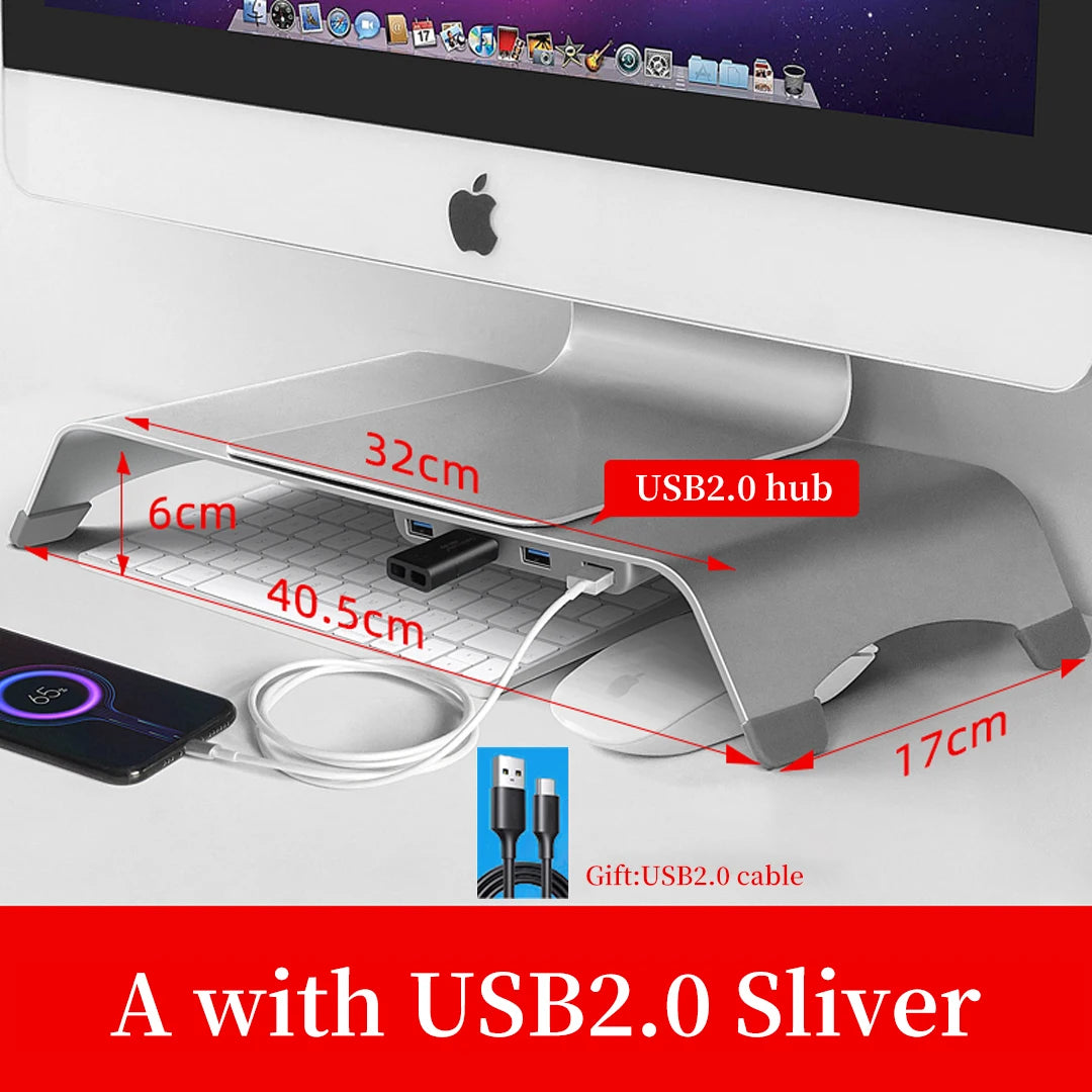Universal Monitor Stand Holder Aluminum Alloy Laptop TV PC Monitor Stand Bracket Organizer Home Office Desktop Monitor Riser