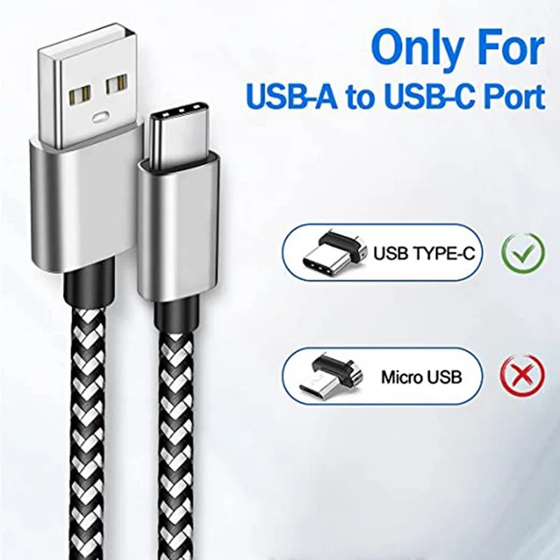 2.4A  USB Type C Cable Fast Charging Battery Charger Wire Woven Nylon Data Cable Mobile Phone Charger For Samsung Huawei  USB C