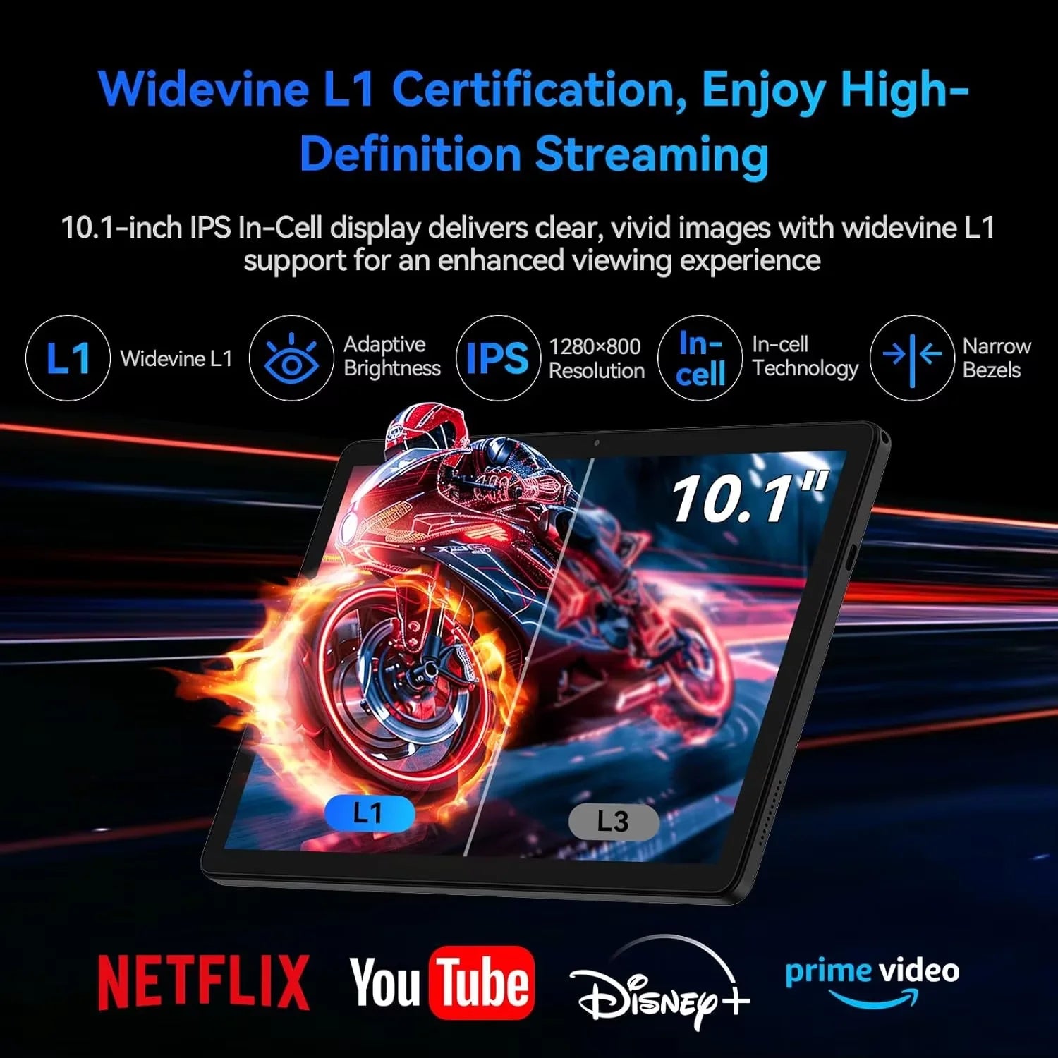 ALLDOCUBE iPlay 60S Dual-SIM 4G LTE Tablet 10.1-inch 4GB+8GB RAM 128GB ROM Widevine L1 Android 14 OS 6200mAh Battery Tablet PC