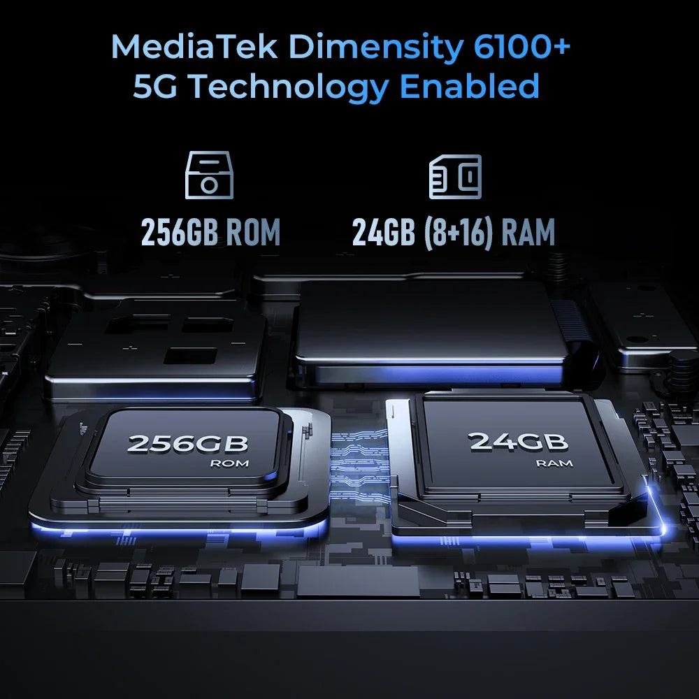 Rugged Oukitel WP33 Pro 5G Smartphone 22000mAh 6.6" FHD+ Cellphone 8GB 256GB Mobile Phone 64MP Camera 33W Fast Charger