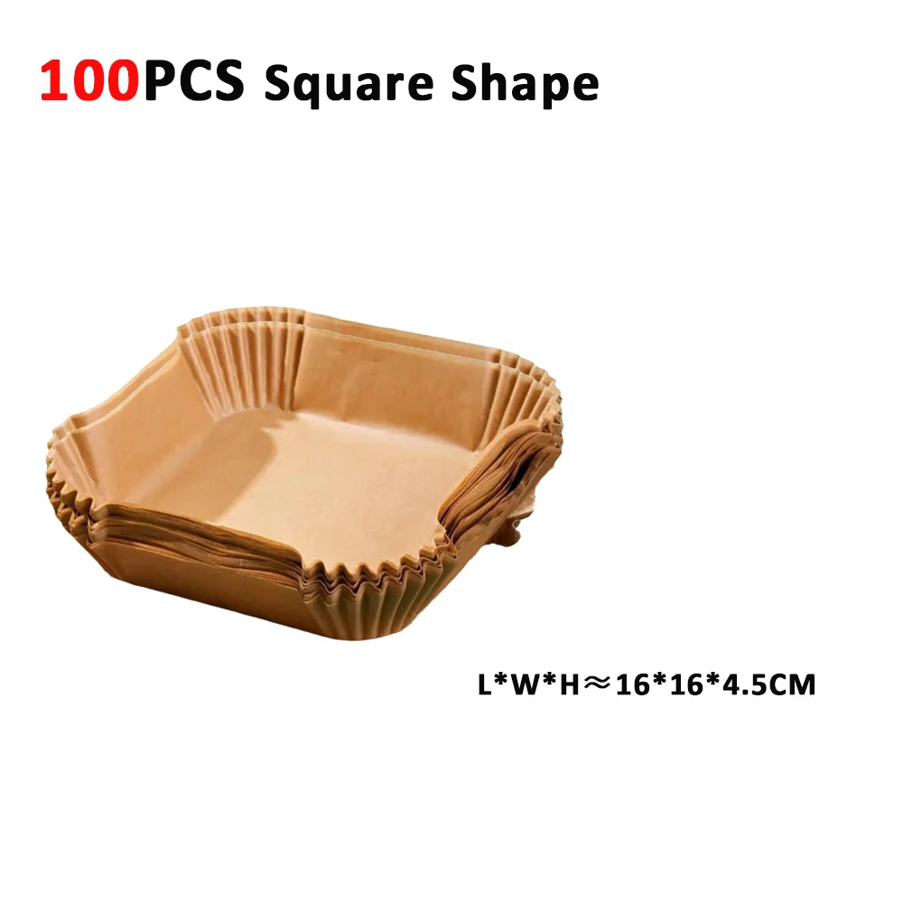 Air Fryer Paper 100pcs Disposable Air Frying Baking Paper Round Square Air Fryer Liners Baking Paper Air Fryer Accessories 50pcs
