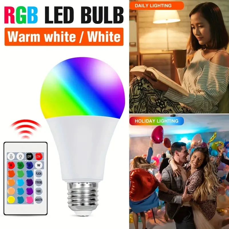 E27 RGB LED Light Bulb White Lamp Spotlight 220V with IR Remote Control Color Changing Multicolor for Bedroom Party Home Decor