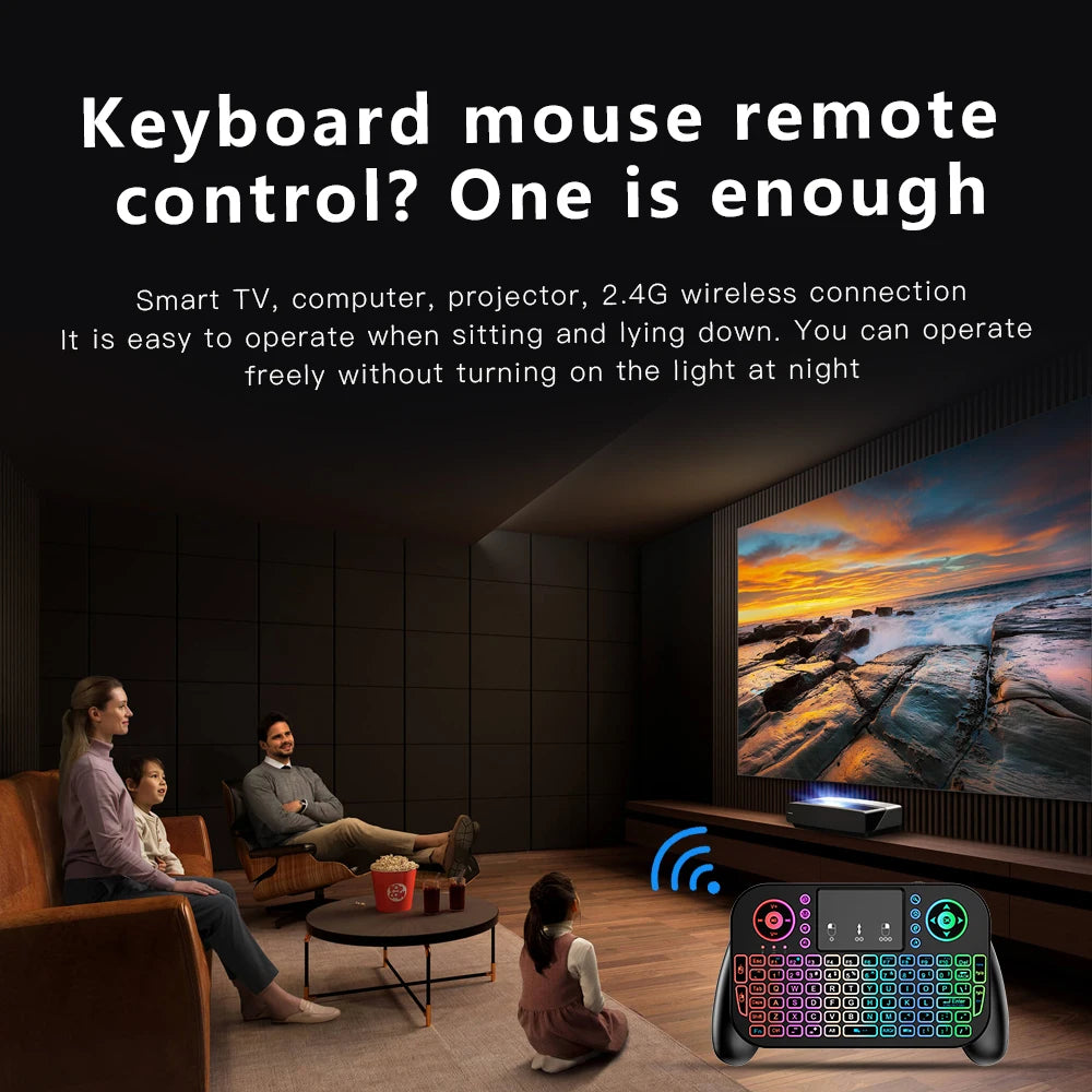Portable Mini Wireless Keyboard V8 7 Backlit 2.4G Bluetooth Touchpad Air Mouse Remote Control for Android TV Box