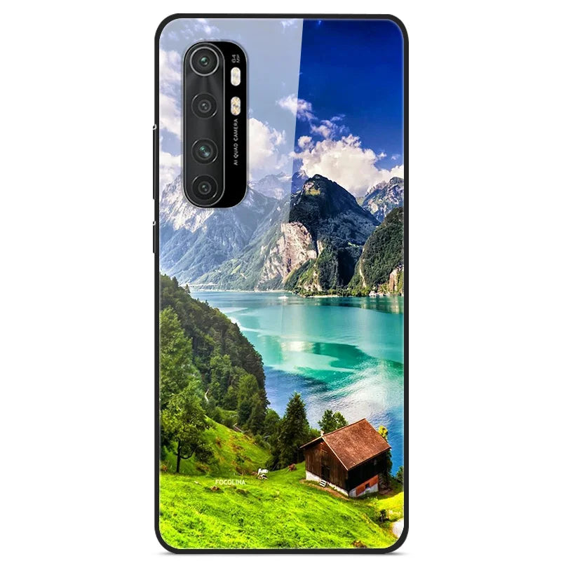 For Xiaomi Mi Note 10 Lite RU 6 GB 128 GB Case Tempered Glass Hard Back Cover For Xiaomi Mi Note 10 Lite Case Note10 Lite Fundas