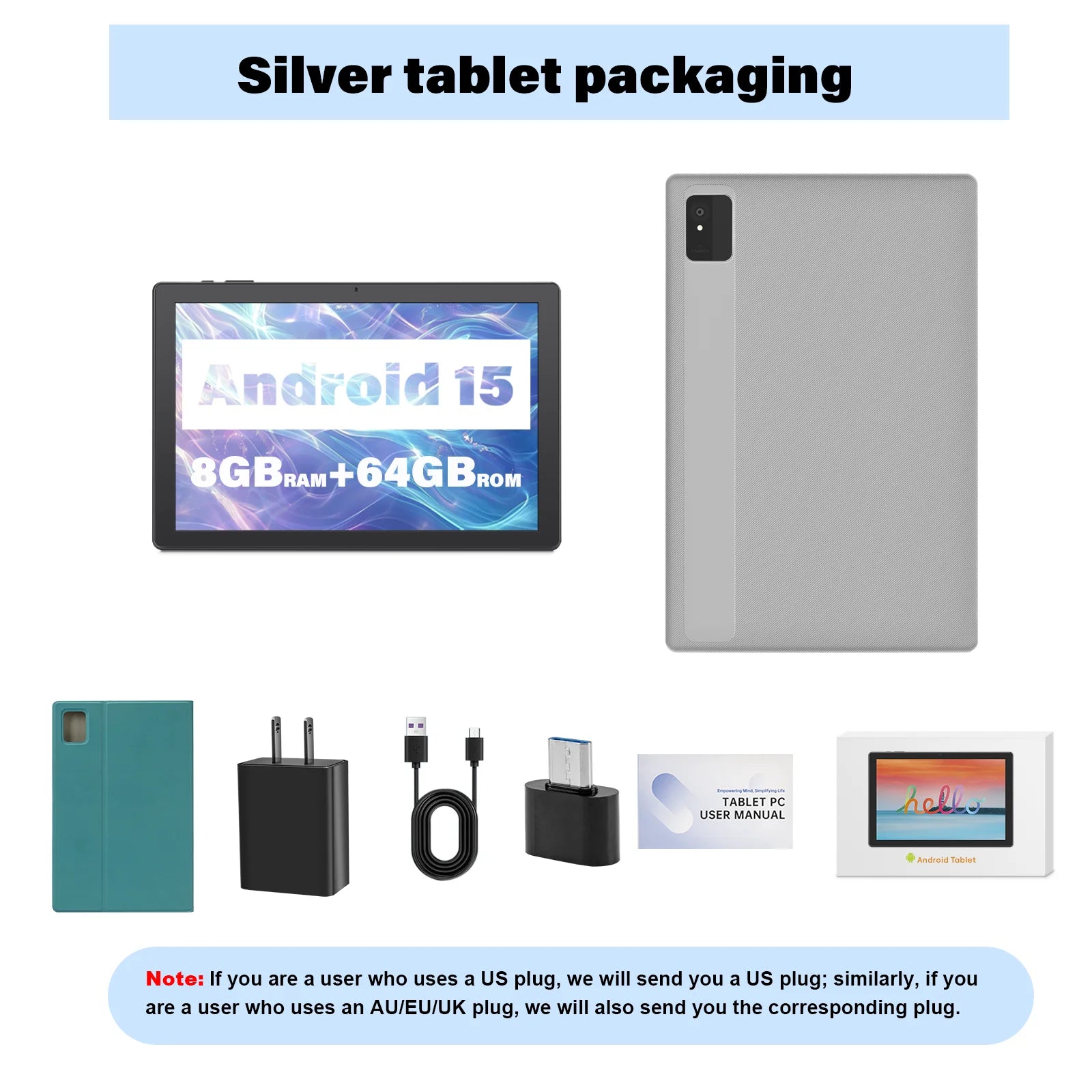 ANRY 2025 Android 15 IPS Display 10.1 Inch 8GB(4+4 Expand) RAM+64GB ROM Tablet 5000Mah Dual Camera 5GWifi A523 Octa-core Tablets