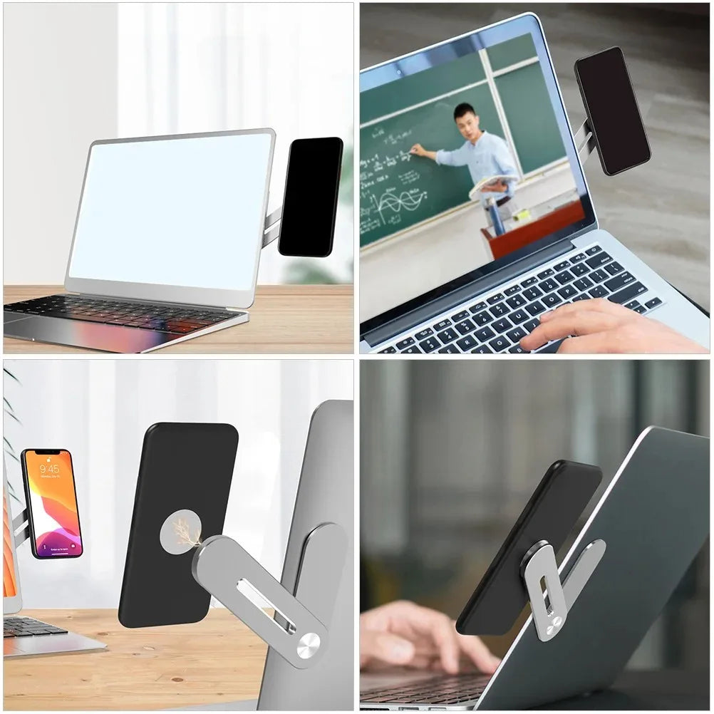 Laptop Side Cellphone Magnet Holder Adjustable Portable Magnetic Stand Monitor Expansion Phone Metal Bracket for iPhone 16 15 14