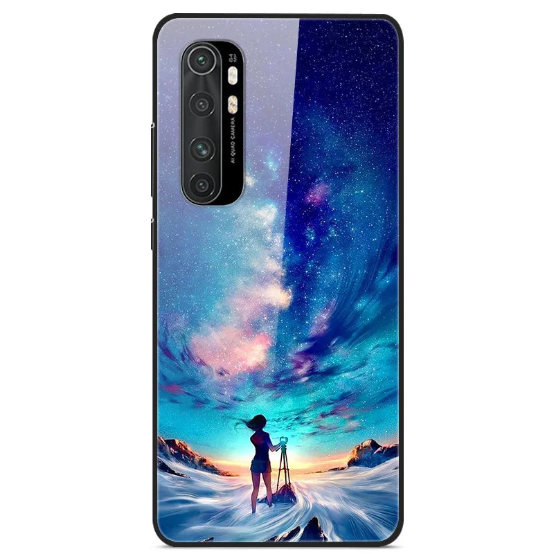 For Xiaomi Mi Note 10 Lite RU 6 GB 128 GB Case Tempered Glass Hard Back Cover For Xiaomi Mi Note 10 Lite Case Note10 Lite Fundas