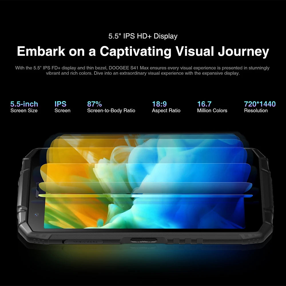 DOOGEE S41 Max 16GB 256GB Rugged Smartphone 6300mAh 13MP AI Triple Camera Cellphone NFC 4G Android 13 Mobile Phone