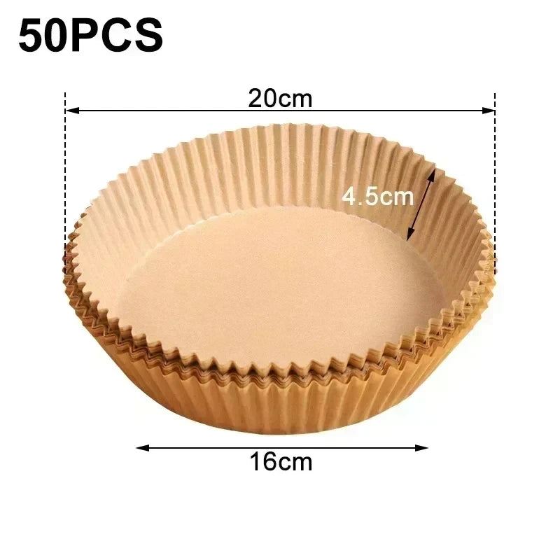 50pcs/set Air Fryer Disposable Paper Parchment Wood Pulp Steamer Cheesecake Air Fryer Accessories Baking Paper For Air Fryer