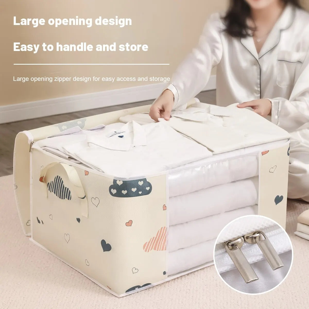 Large Capacity Multi-Purpose Storage Bag with Handles, Dustproof  Moisture-Resistant Odorless Non-Woven Fabric
