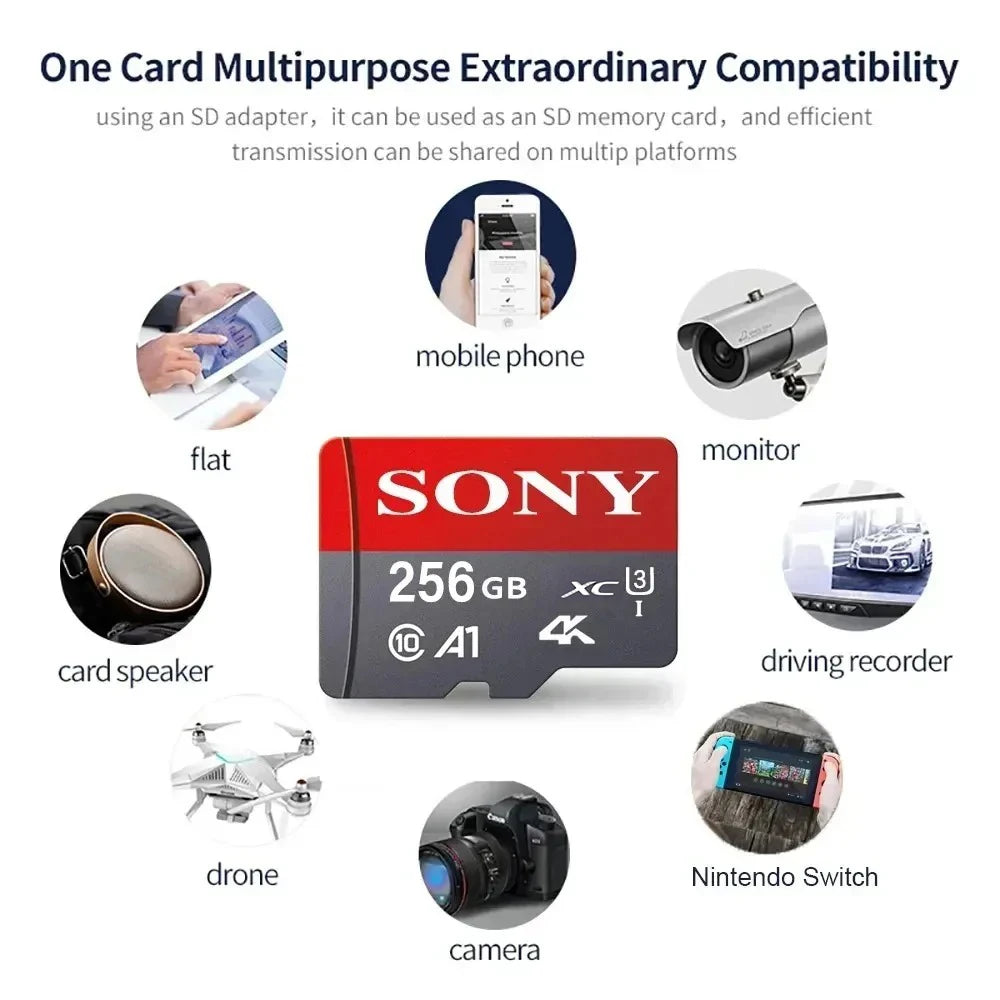 SONY Micro SD TF Card Mini 1TB Memory Card Class 128GB 256GB High Speed Cartao De Memoria Flash Memory TF Mecard C10 For Xiao Mi