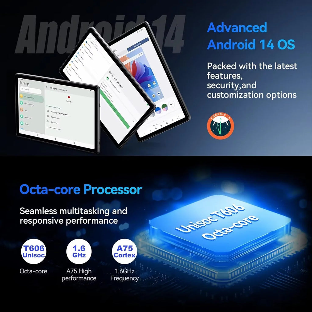 ALLDOCUBE iPlay 60S Dual-SIM 4G LTE Tablet 10.1-inch 4GB+8GB RAM 128GB ROM Widevine L1 Android 14 OS 6200mAh Battery Tablet PC