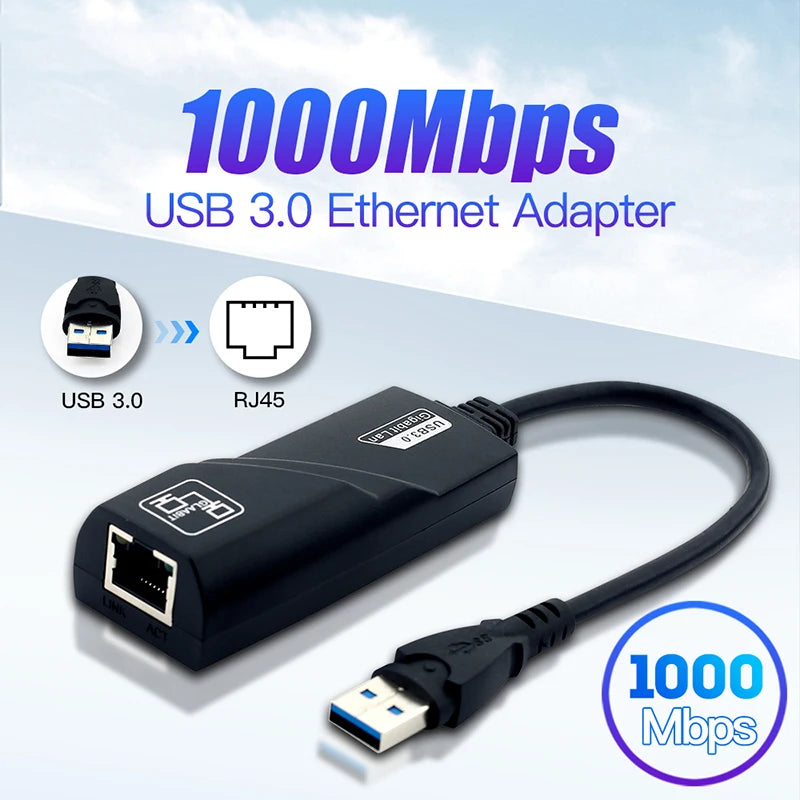 1000Mbps Wired USB 3.0 Type C USB To Rj45 Lan Ethernet Adapter RTL8153 Network Card for PC Macbook Laptop Notebook Windows 10/11