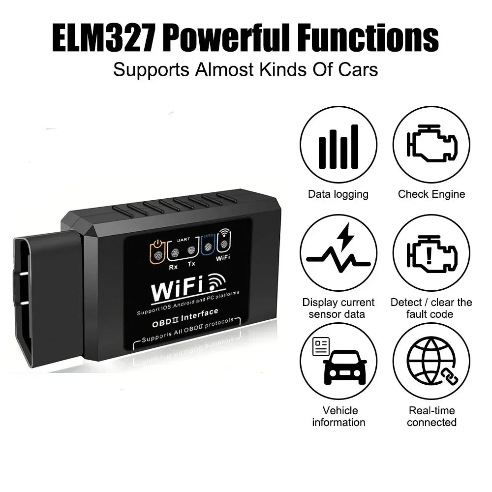 Popular ELM327 WiFi OBD2 Code Reader Scanner V1.5 Car Diagnostic Tools Car Fault Detector For Android/IOS/PC