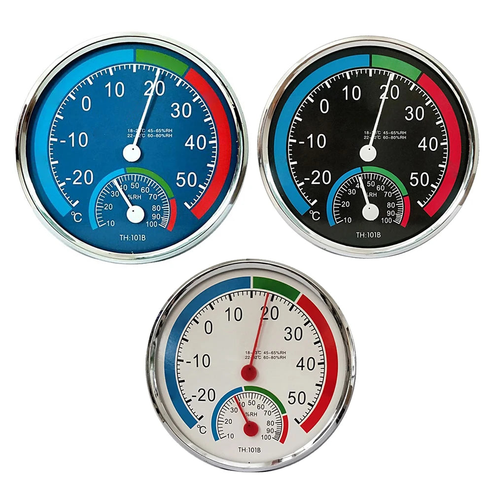 Mini Round Pointer Thermometer Hygrometer -30℃-50℃ Thermometer 20%-100% Hygrometer Indoor Office Humidity Monitor
