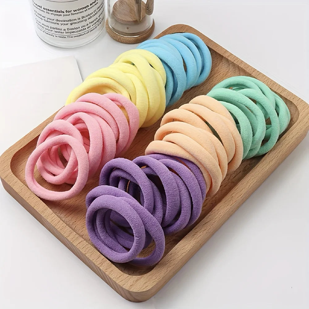 50/100/200pcs Women Girl Mixed Colors Hair Bands Basic Hair Ties Elastic Headband Simple Hair  Accessories Ponytail Holder