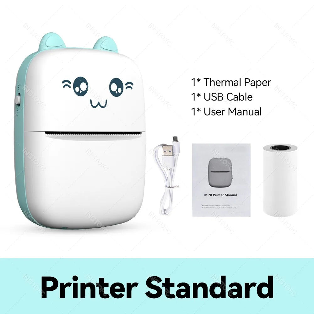 58mm Photo Label Portable Mini Thermal Printer Sticker Memo Tag Printing Cute Bluetooth Printer for IOS Android or 57mm Paper