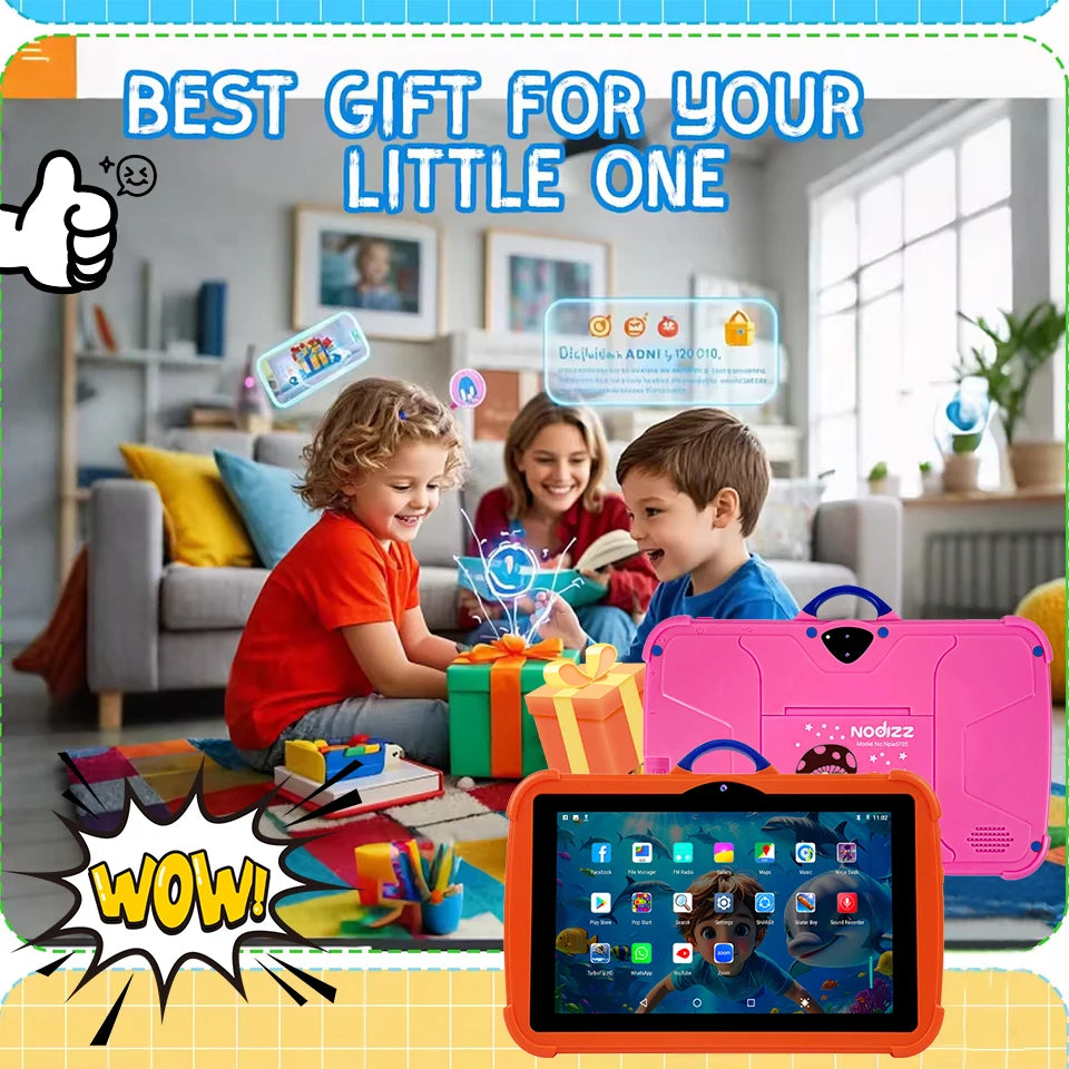 7 inch Kids Tablet PC Android 14.0 Children Learning Tablets 4GB+128GB 5G WiFi Parental Control Dual Camera Best Christmas Gifts