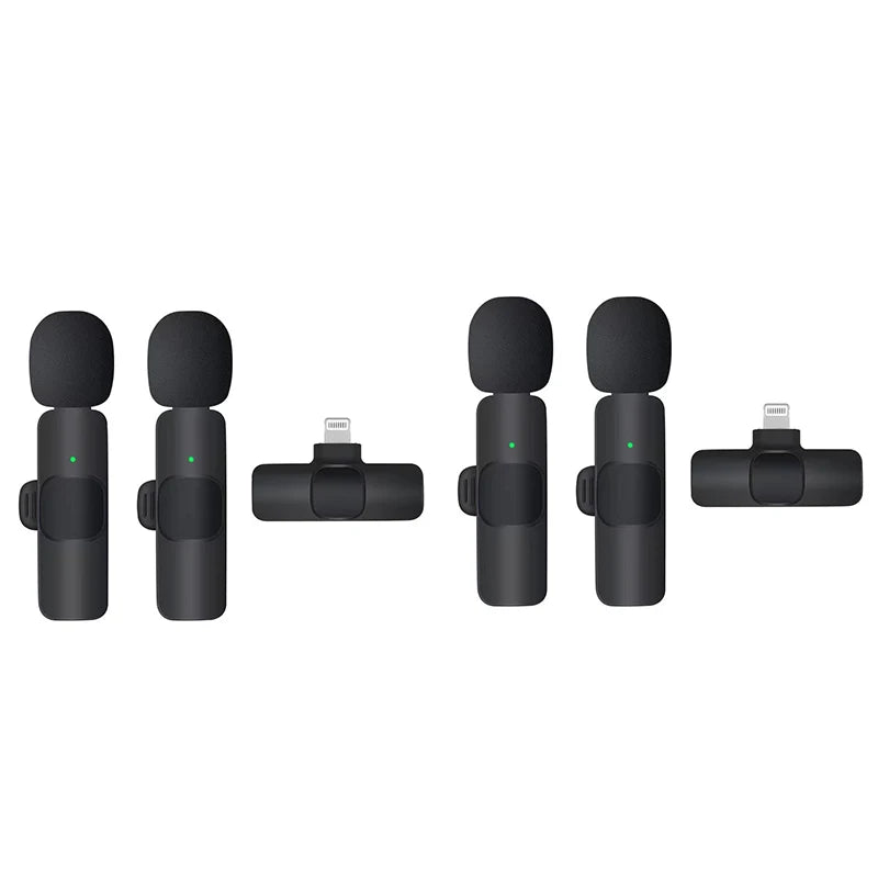 Two Wireless Lavalier Microphones Audio Video Recording Mini Microphone for iPhone Android for vlog YouTube Shooting Microphone