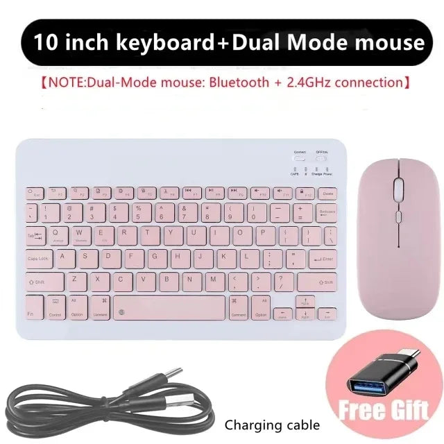 Spanish English Bluetooth Wireless Keyboard Portable for IPad Mac PC Tablet Cell Phone Laptop and Mouse