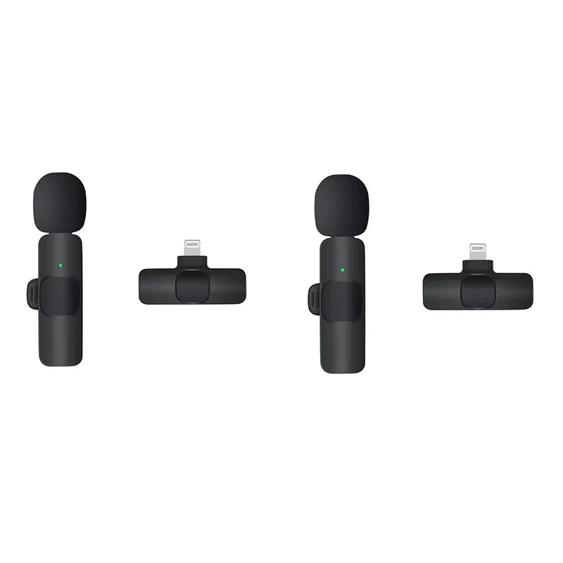 Two Wireless Lavalier Microphones Audio Video Recording Mini Microphone for iPhone Android for vlog YouTube Shooting Microphone