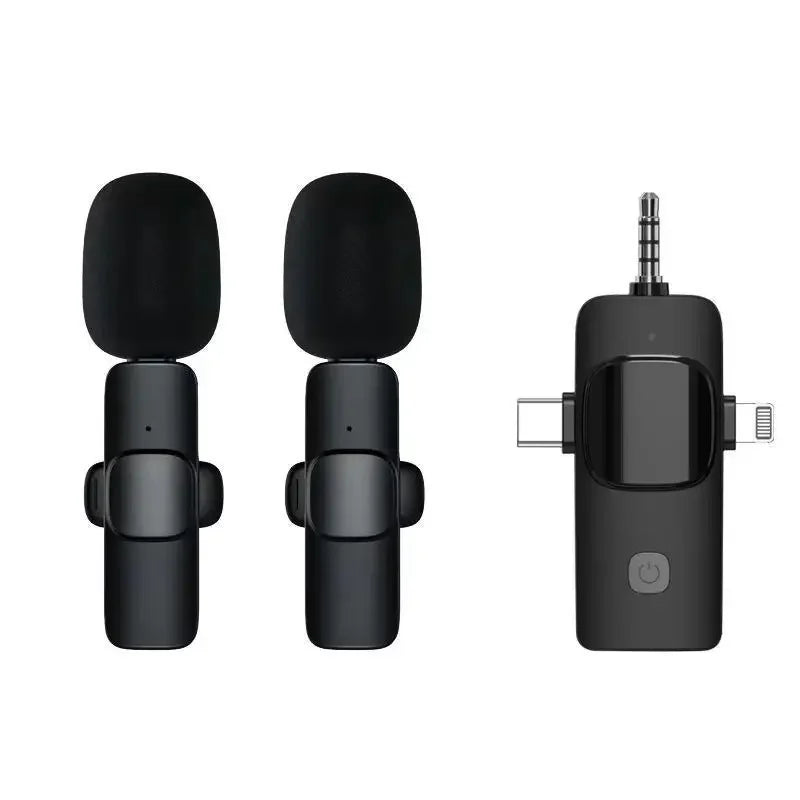 Mini Lavalier Microphone 3in1 Outdoor Portable Live Streaming Shooting Interview Mini Multifunction Wireless Microphone