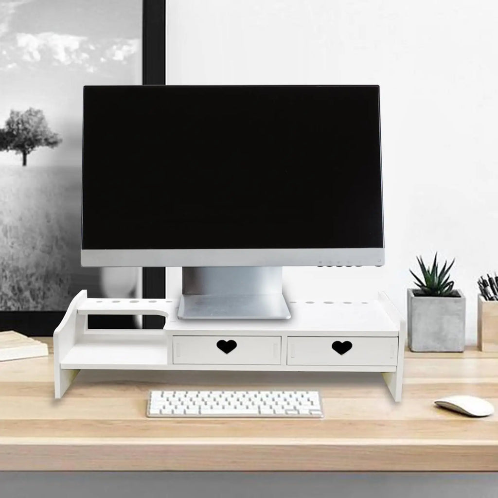 Computer Monitor Stand Display Heightened Shelf Student Office Desktop Keyboard Storage Computer Workstation Organizer