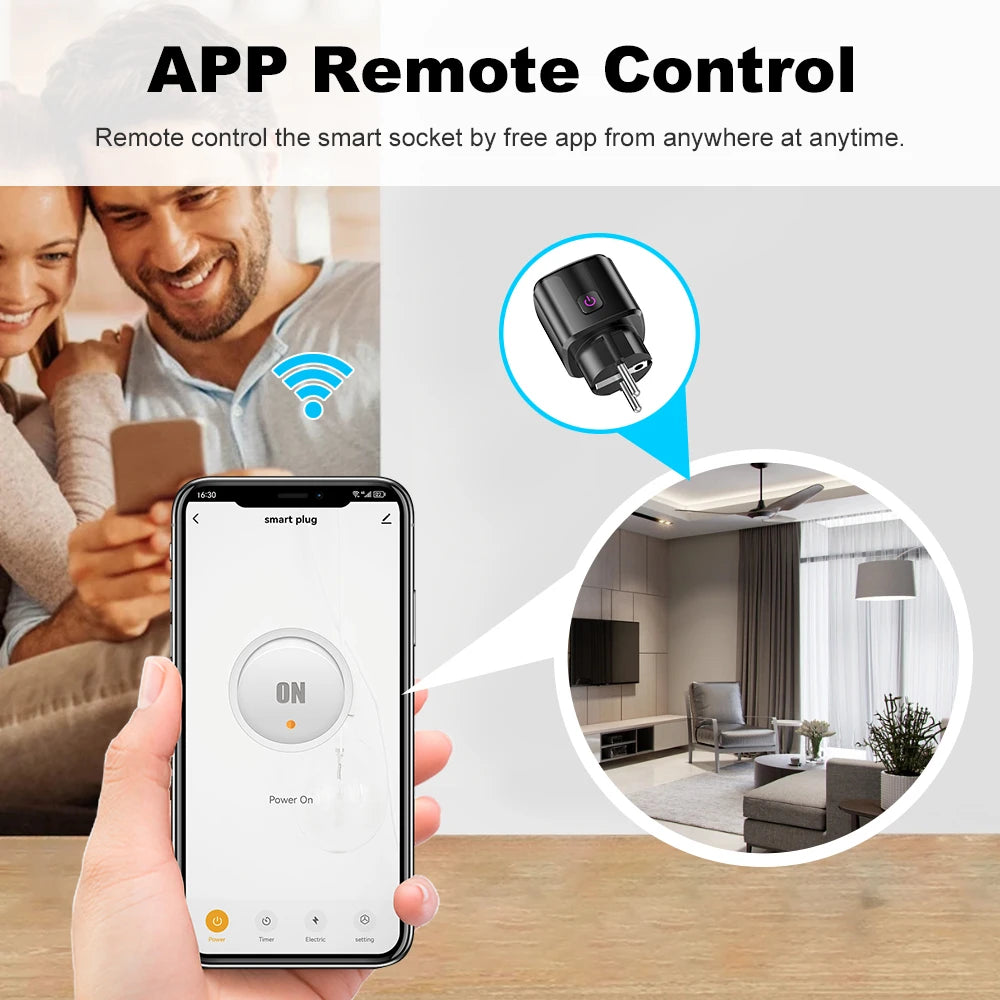Tuya Smart WiFi+Bluetooth 20A EU Plug With Power Monitoring Socket Timer Outlet Child Lock Google Home Alice SmartThings Alexa