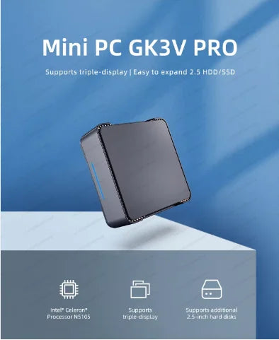 Office Computer GK3pro Mini Pcs N5105 8GB M.2 SATA 128GB/256GB Support 4K 60Hz Dual HD-MI LAN Mini PC for Business