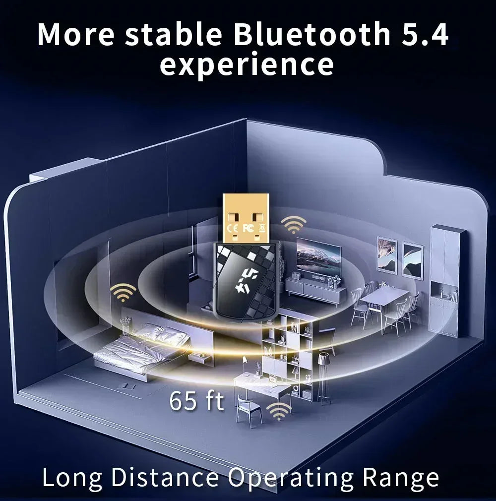 USB Bluetooth 5.4 Dongle Bluetooth Receiver Transmitter for PC Speaker Wireless Mouse Keyboard Music Audio Adapter