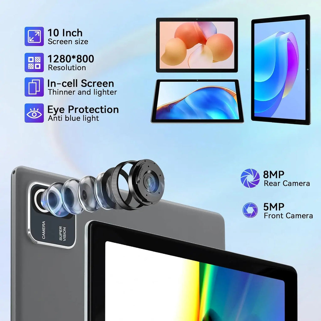 URAO MB1001 Android 13 Tablet 10 Inch 6GB RAM + 64GB ROM 128GB Expandable 5000mAh IPS Display 5G WiFi Dual Camera Tablet PC Gift